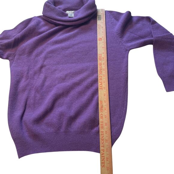 Vintage Purple Angora Lambswool  blend Turtleneck Sweater M Soft Fuzzy Pullover - Picture 5 of 6